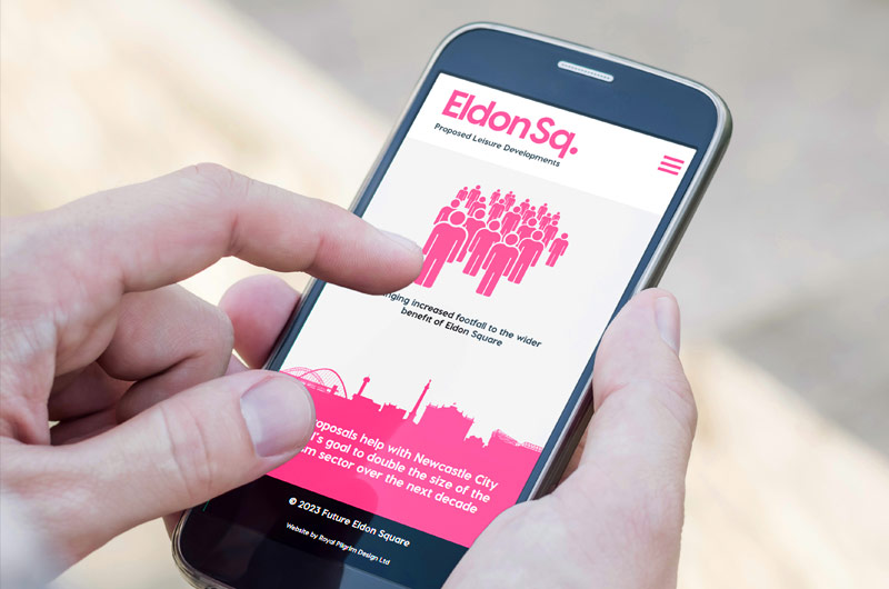 Eldon Square website displayed on an i phone