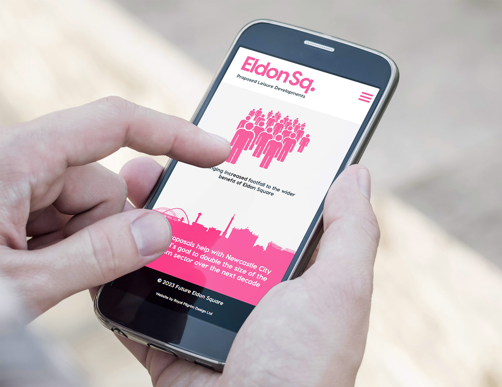 Eldon Square website economic benefits page displayed on an i phone