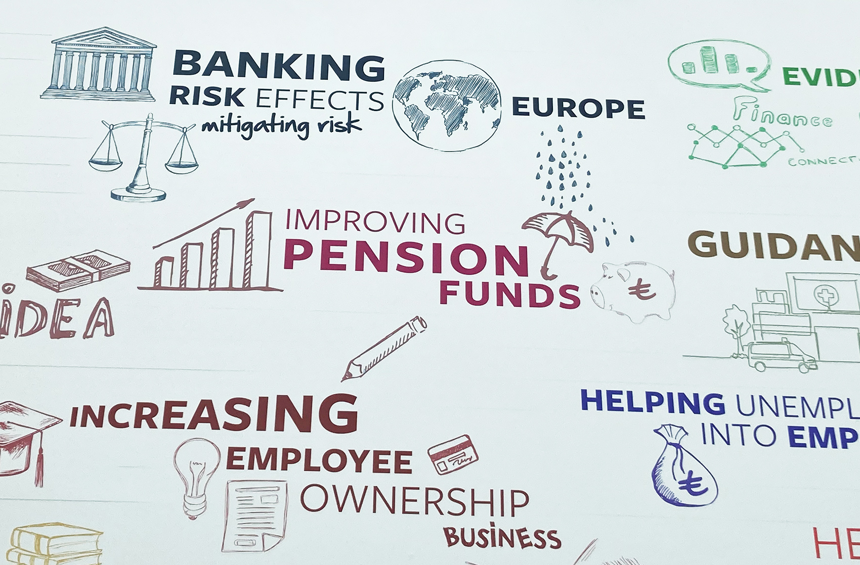 University of Leeds, Business School close up of pension funds graphic