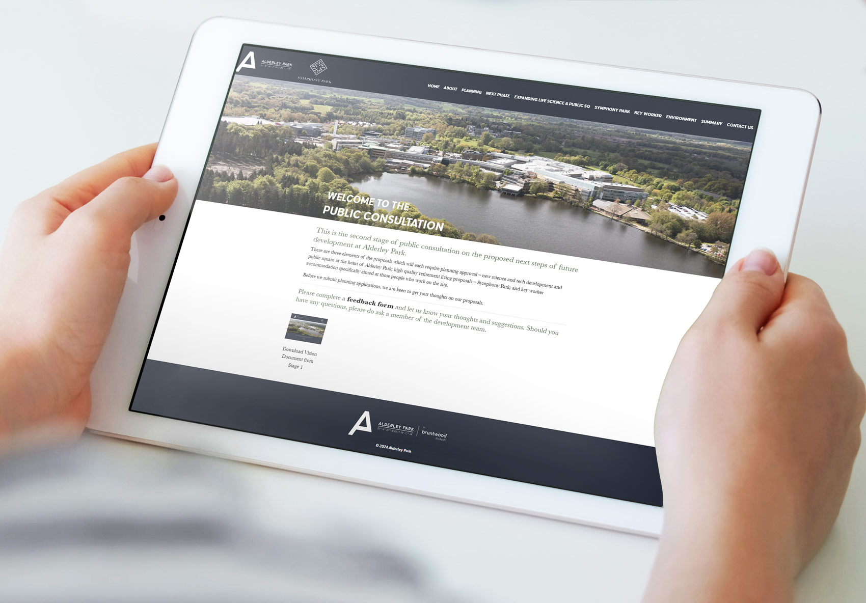 Alderley Park, Symphony Park, Retirement Village, website ipad