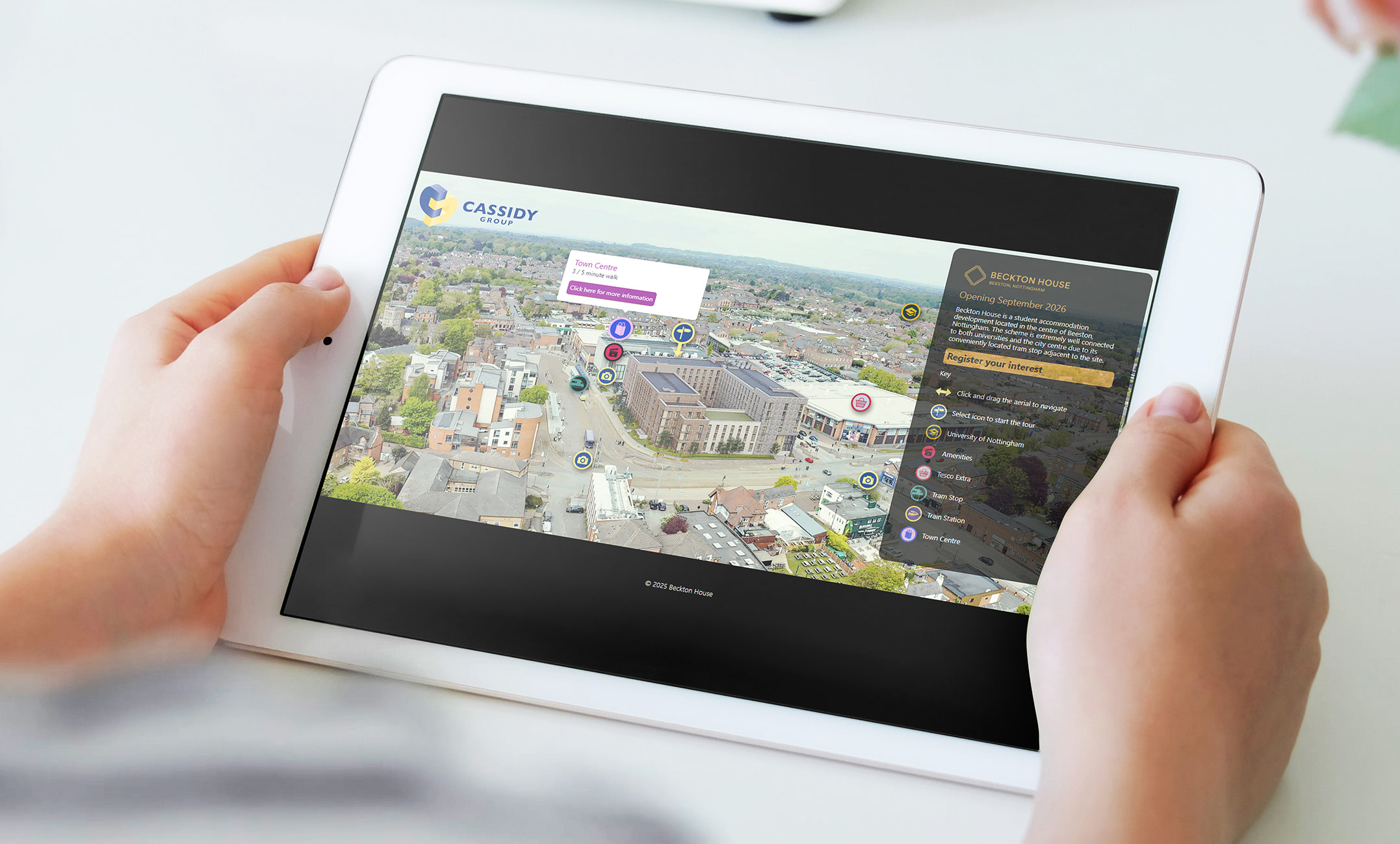 Beckton House, Beeston, Nottingham interactive map ipad