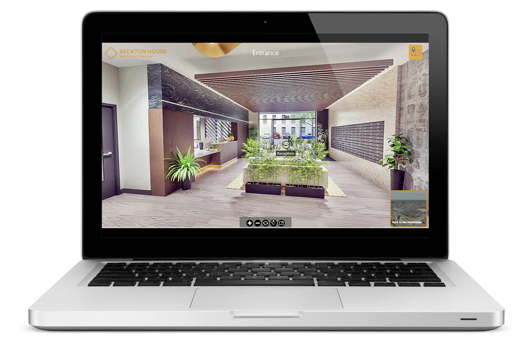 Beckton House, Beeston, Nottingham virtual tour room laptop