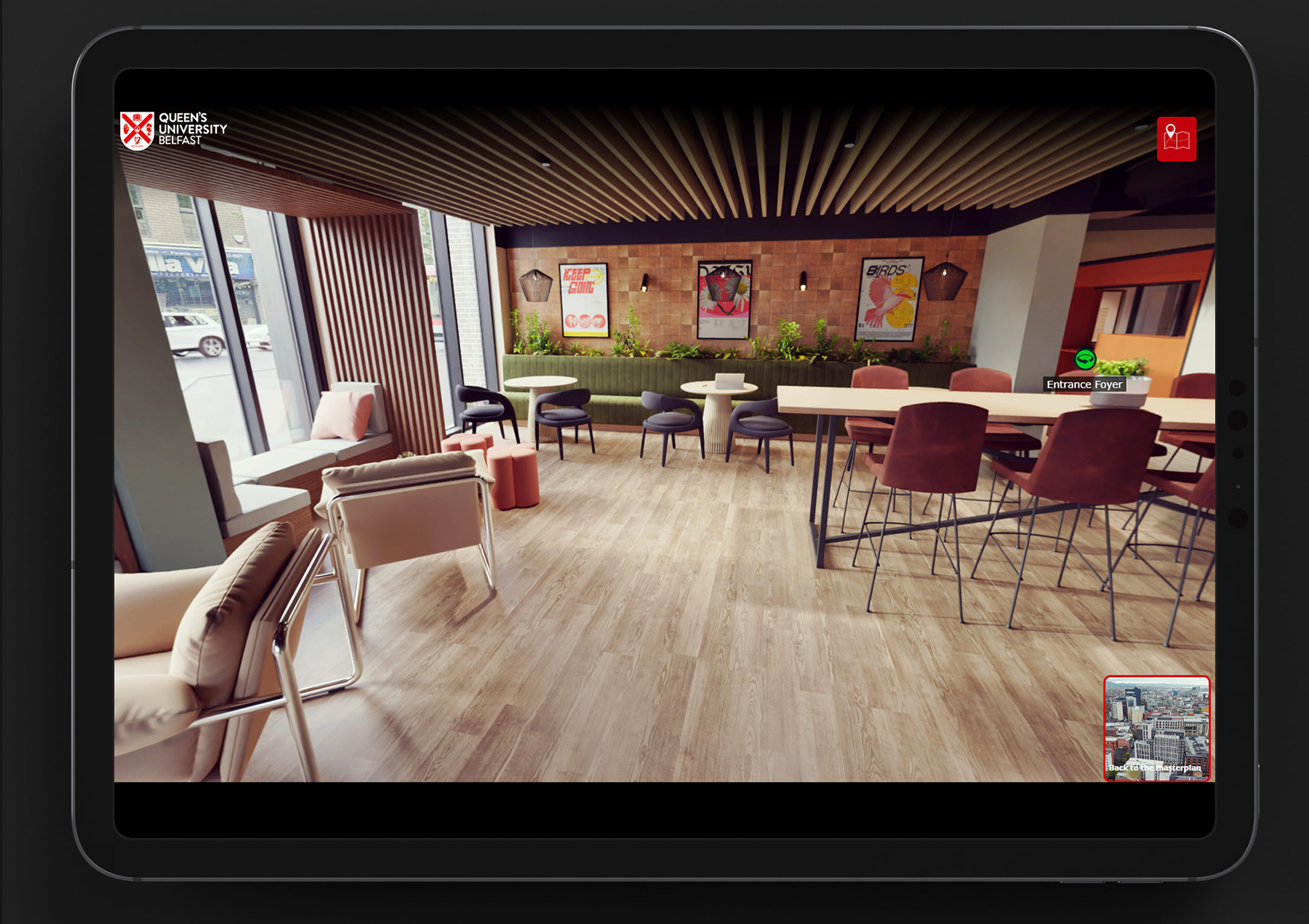 Queen’s University of Belfast’s Weavers Hall virtual room