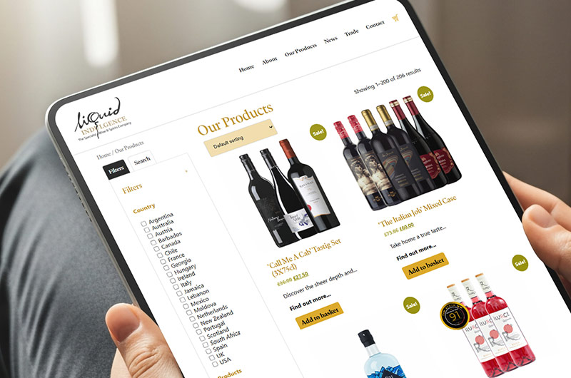 Liquid Indulgence website products page