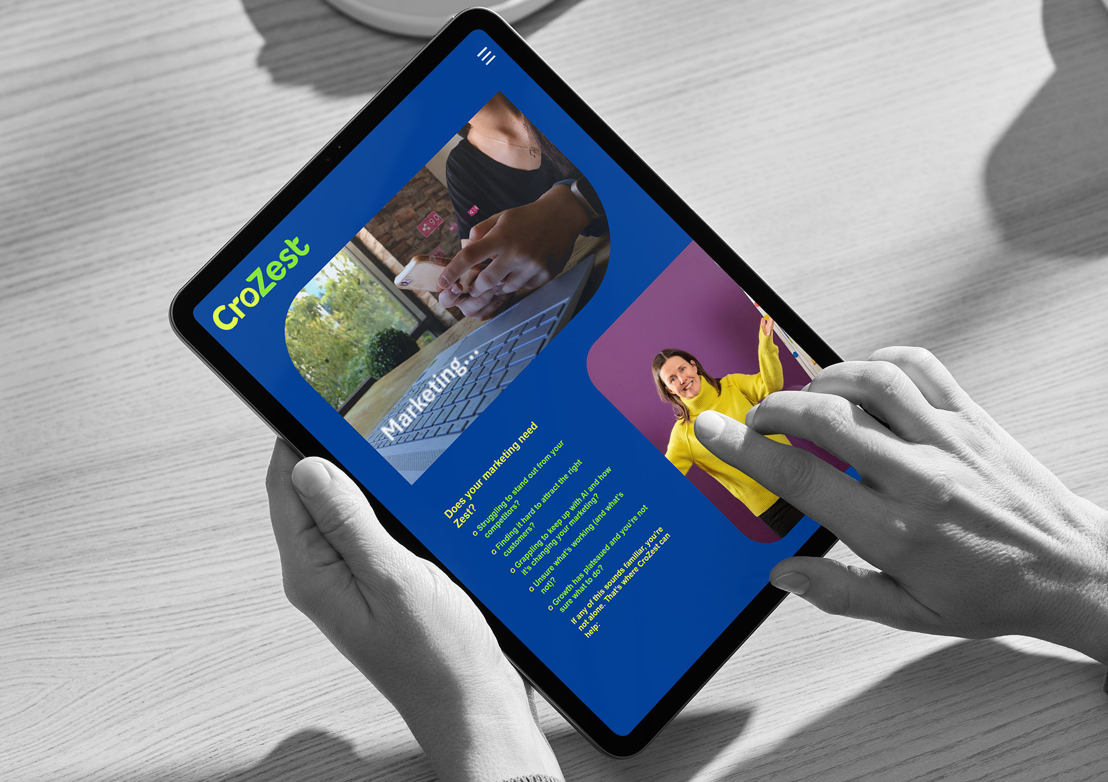 CroZest home page ipad