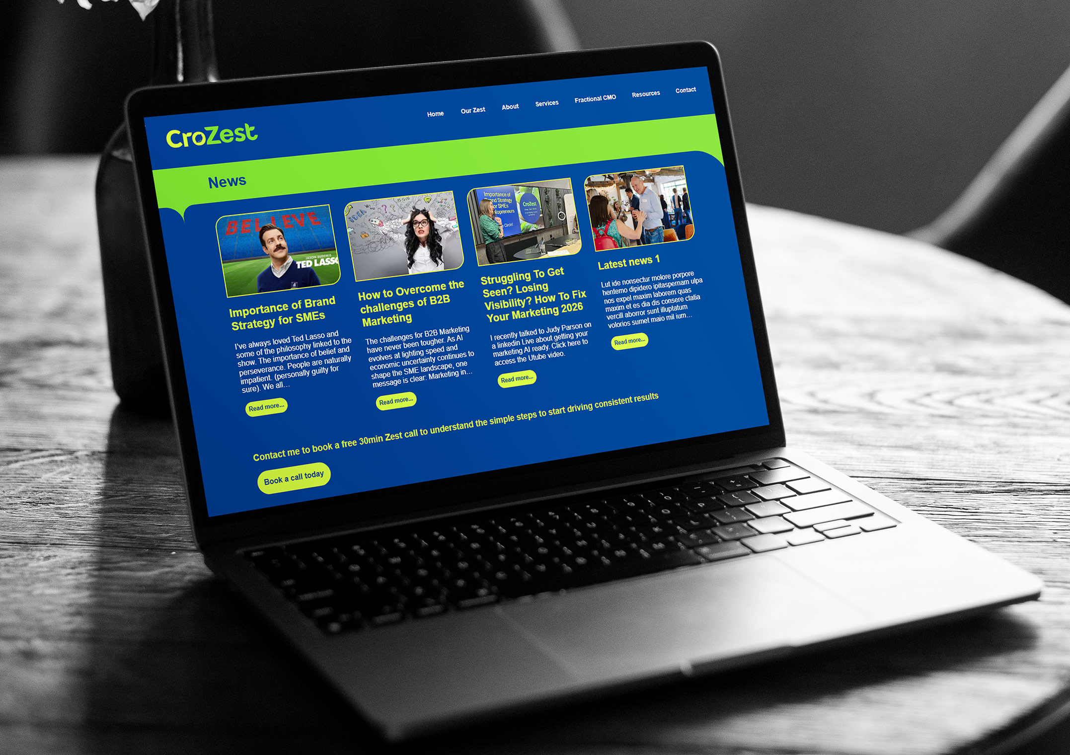 CroZest news page laptop