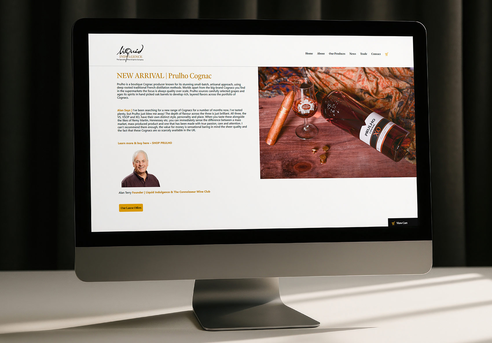 Liquid Indulgence website home page laptop