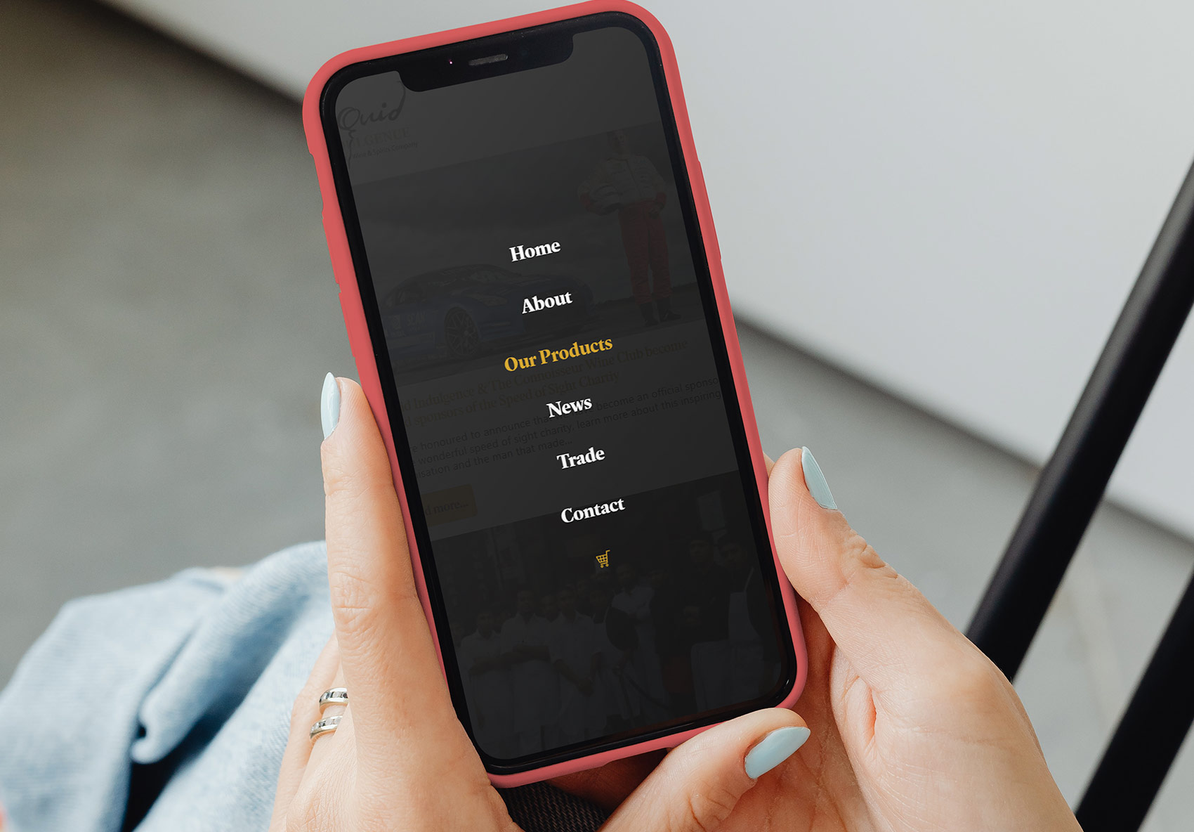 Liquid Indulgence website smart phone navigation