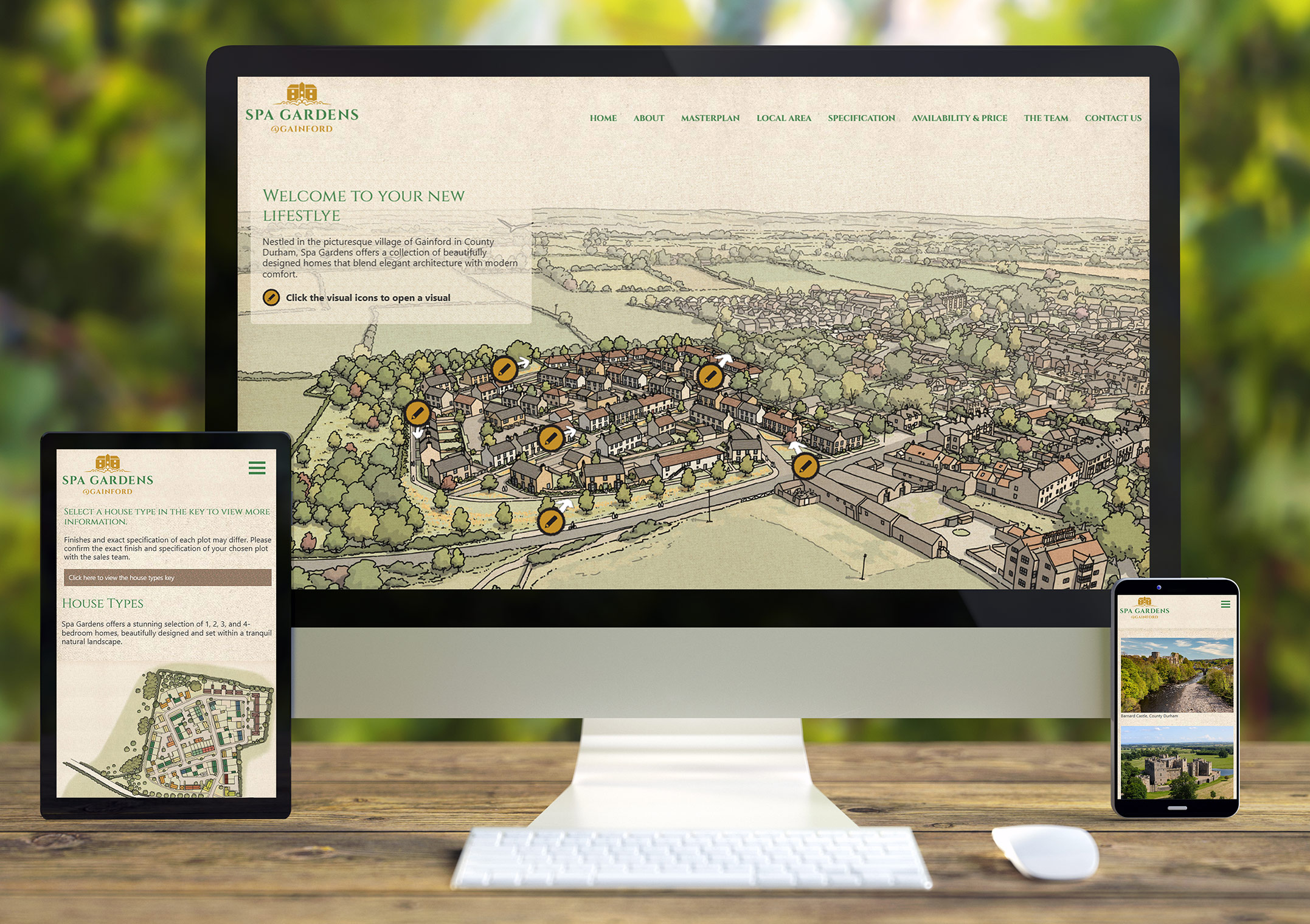 Spa Gardens, Gainford website all devices