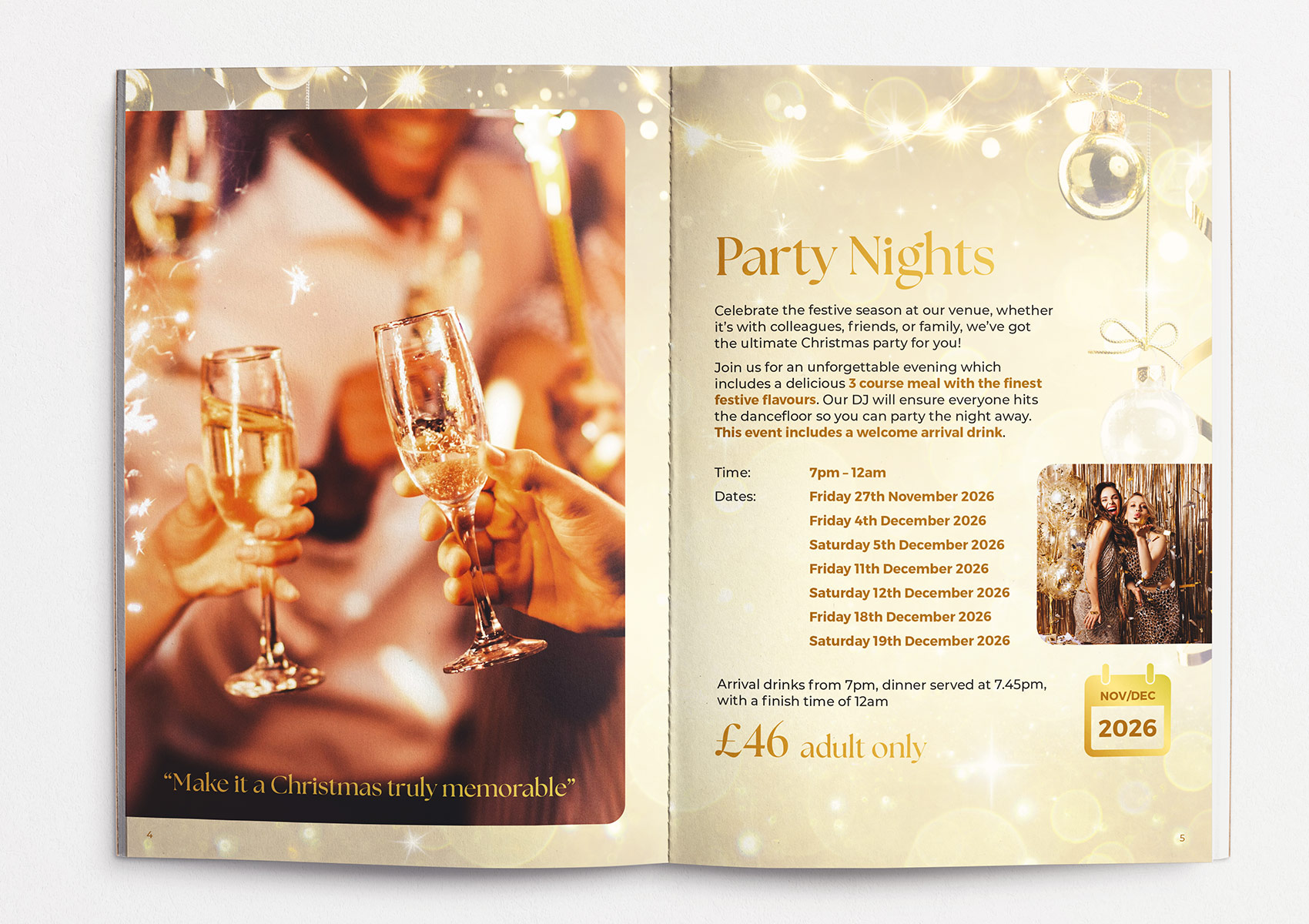 Mercure New years eve booklet inner design